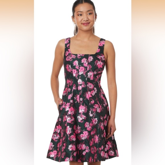 Lilly Pulitzer Leya Metallic Black and Pink Floral Mini Dress size 4 - Picture 5 of 6